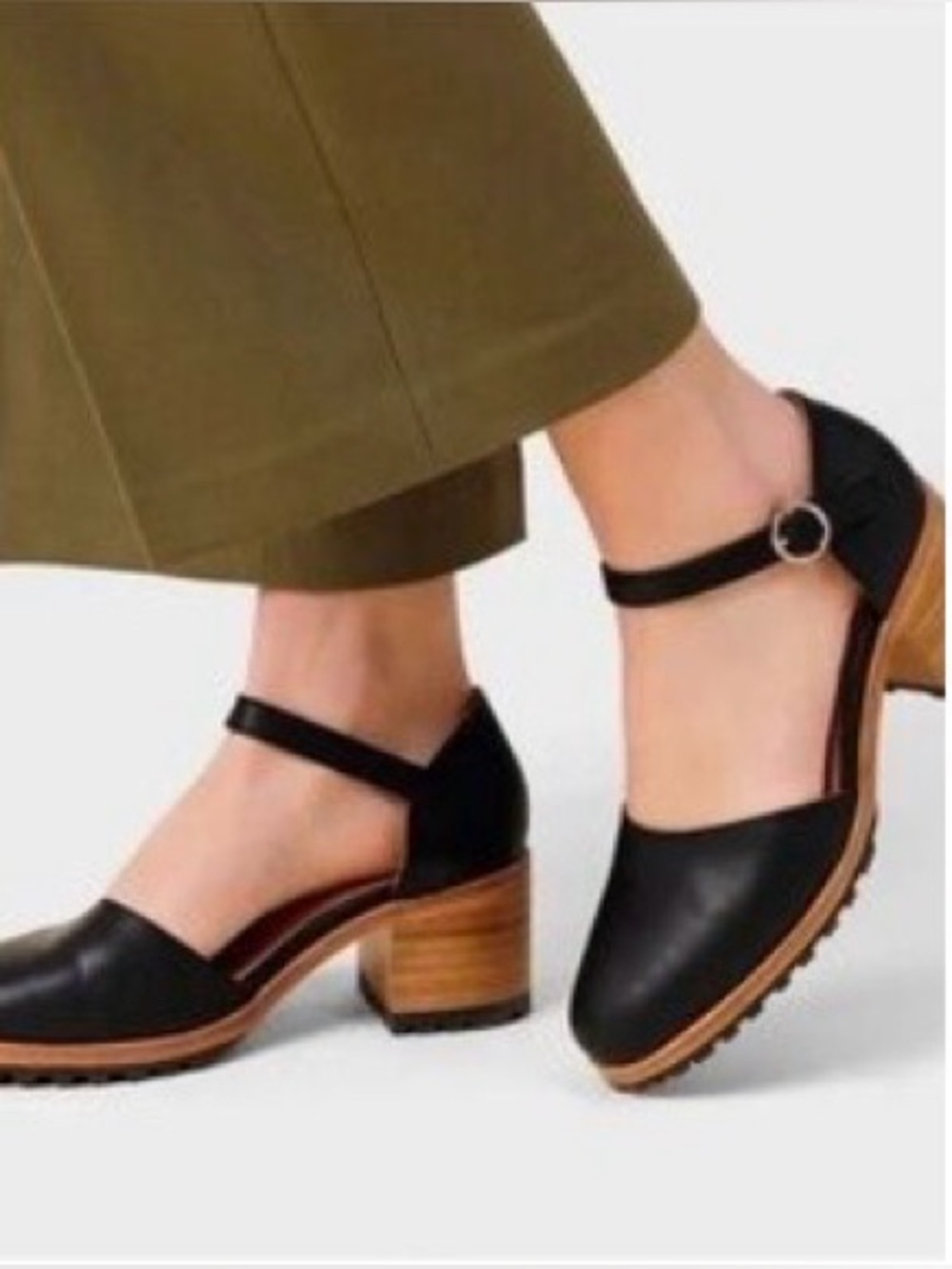 Patina Portland Leather Goods Classic Black Leather Mary Jane Block Heel Shoe